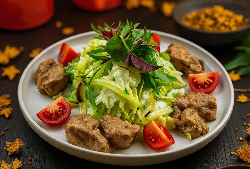 Салат с куриной печенью