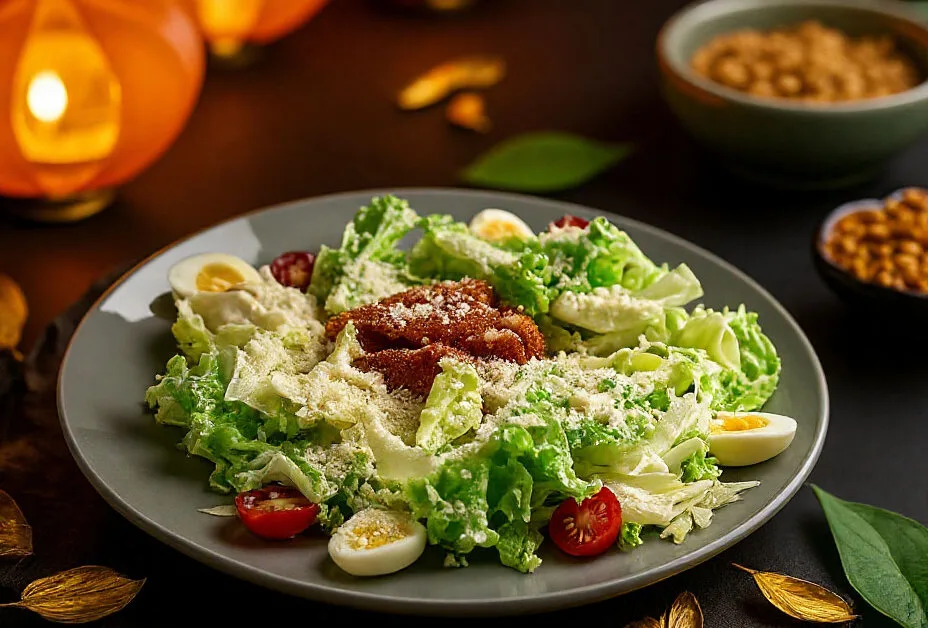 Салат Цезарь с креветками